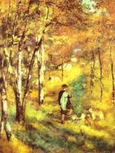 Haga click para ver la imagen ampliada young man walking with dogs in fontainebleau forest.jpg